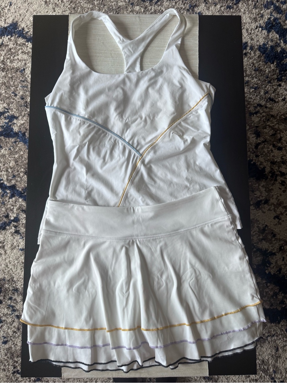Fila White Racerback Tennis Set with Colored Trim like new, worn once, size XL